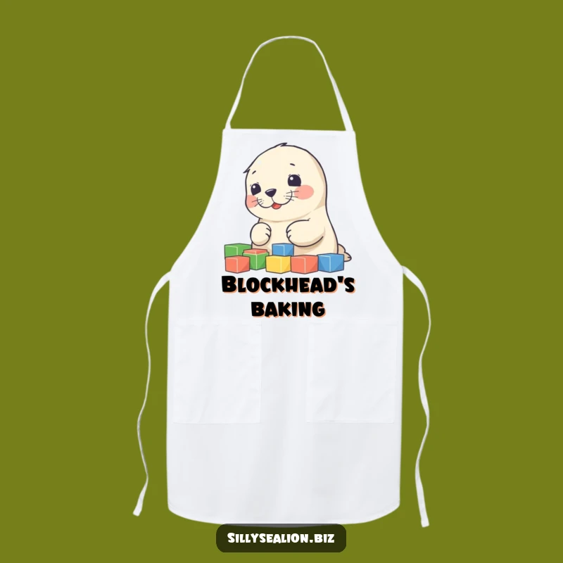 Funny Sea Lion Pup Sorting Blocks Apron - Whimsical Kitchen Fun for Chefs