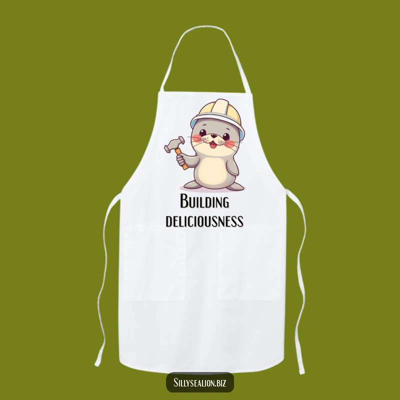 Funny Sea Lion Builder Apron: Work with Enthusiasm and Hard Hat Humor