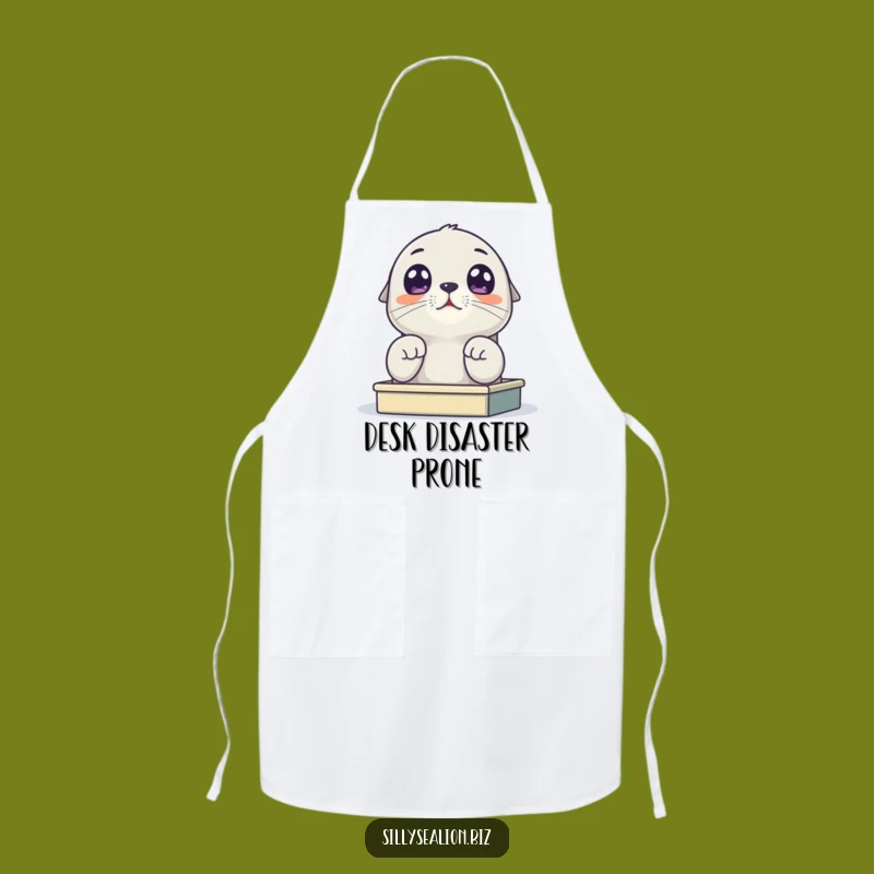 Funny Sea Lion Pup Desk Apron - Whimsical Kitchen Humor for Chefs