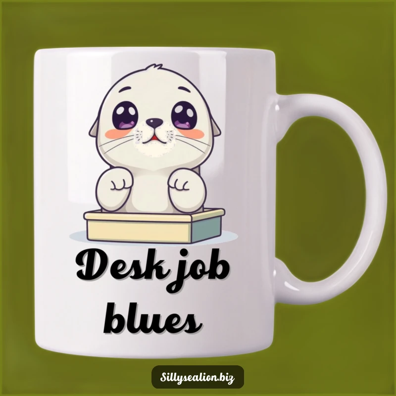 Funny Wide-Eyed Sea Lion Pup Desk Mug - Hilarious and Adorable Gift for Office