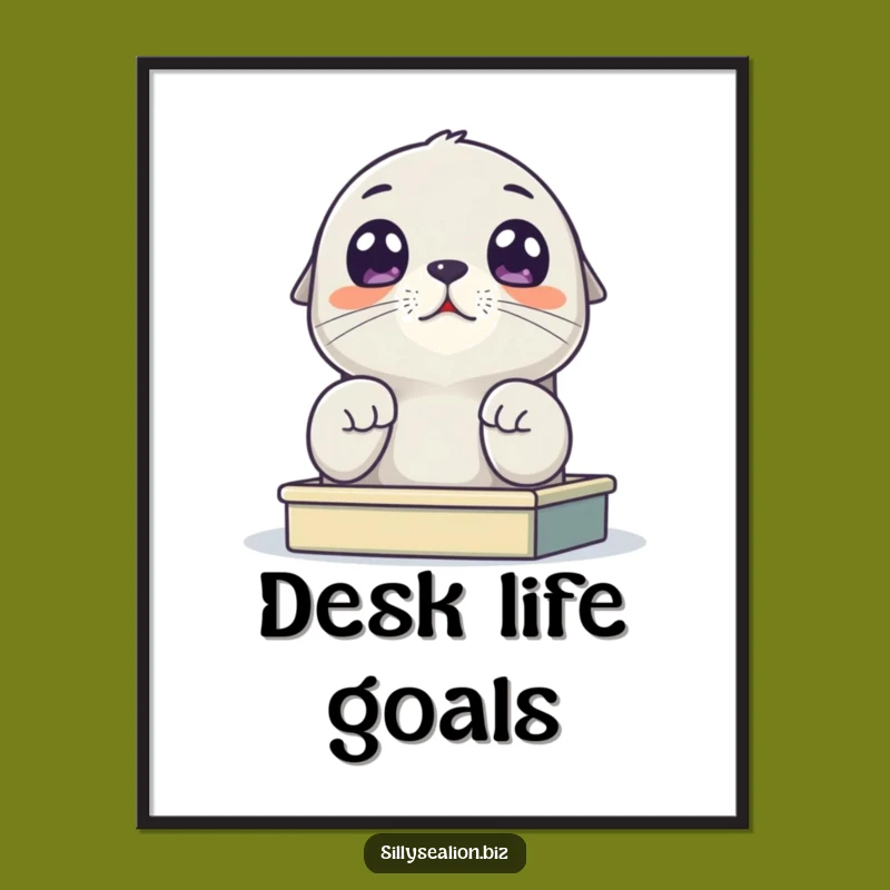 Instant Download Funny Sea Lion Pup Desk Art - Adorable Digital Decor