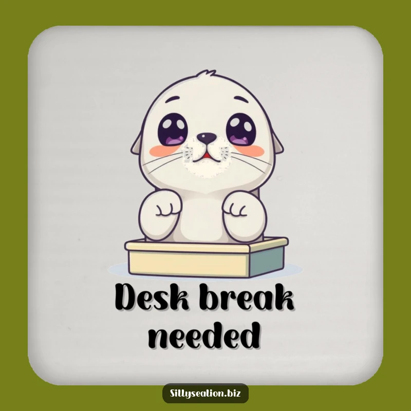 Funny Sea Lion Pup Desk Coaster - Protect Surfaces with Cute Humor