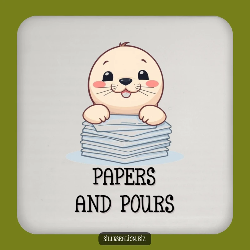 Funny Sea Lion Paper Peeker Drink Coaster: Protect Surfaces with Playful Pup Flair