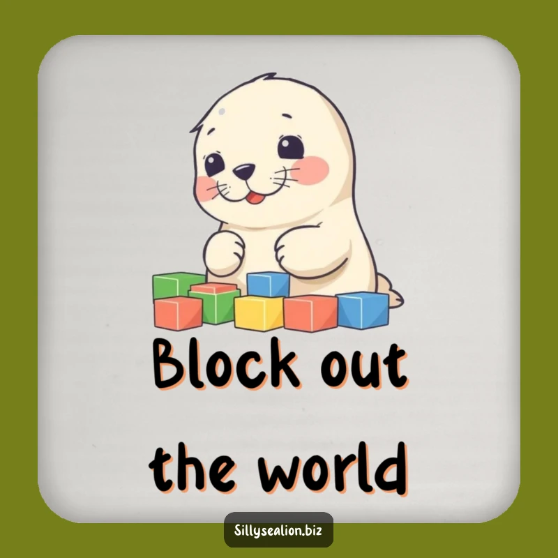 Funny Sea Lion Pup Sorting Blocks Coaster - Protect Surfaces with Cute Humor