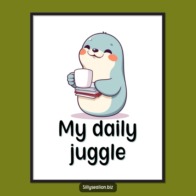 Funny Busy Sea Lion Poster: Add Whimsy and Motivation to Your Office Decor