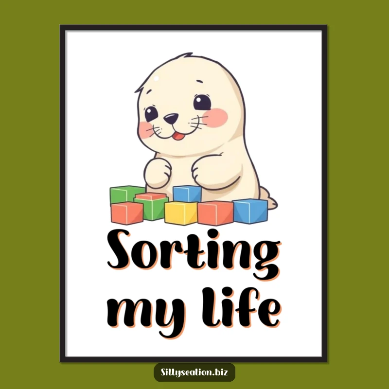 Funny Sea Lion Pup Sorting Blocks Poster - Adorable Art for Walls
