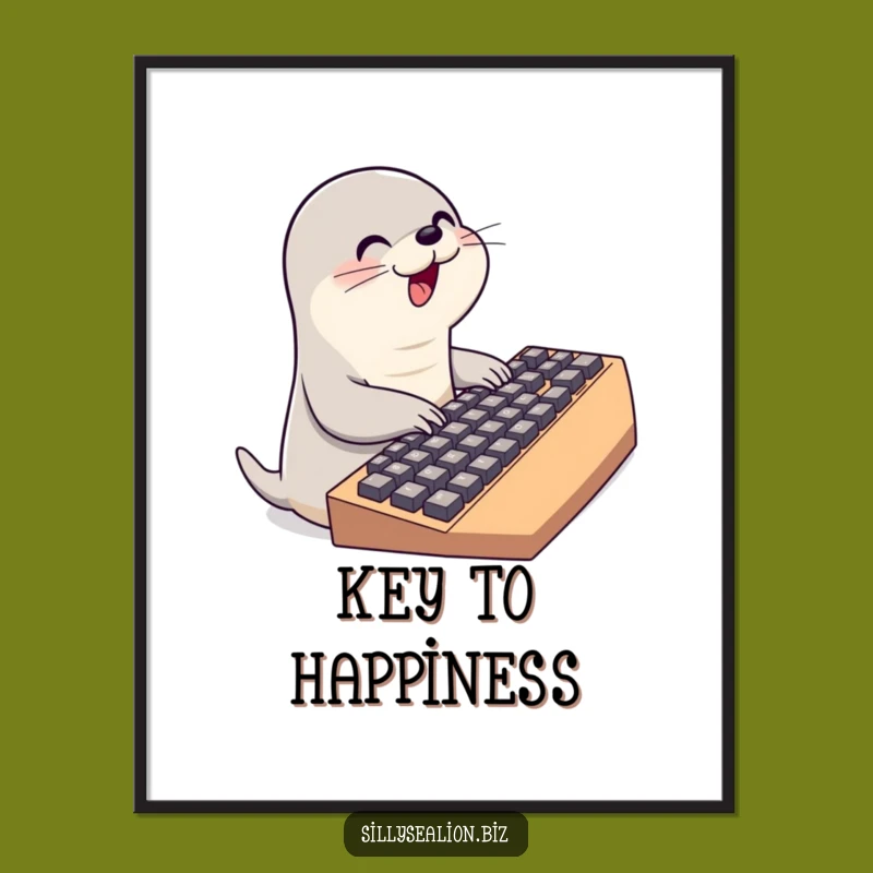 Funny Typing Sea Lion Poster: Add Digital Vibes and Humor to Your Space