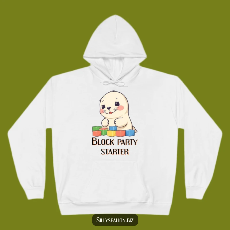 Cozy Funny Sea Lion Pup Sorting Blocks Hoodie - Warm and Whimsical Winter Wear