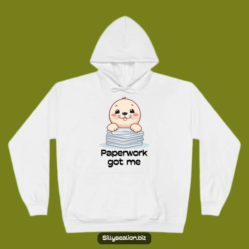 Funny Sea Lion Paper Peeker Hoodie: Cozy Up with a Playful Pup on Documents