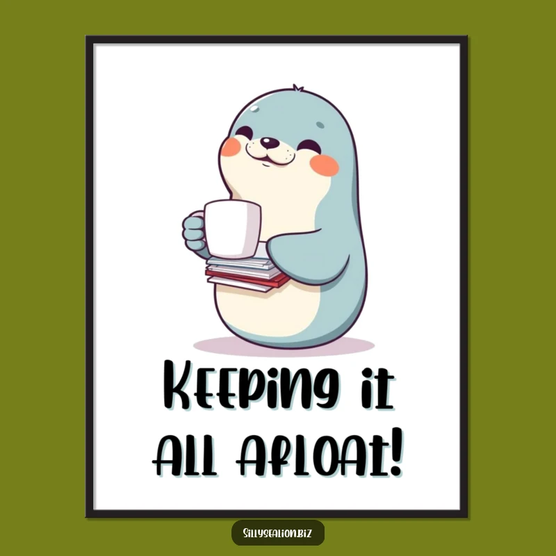Funny Free Printable Wall Art: Balancing Sea Lion Downloadable Art Gift