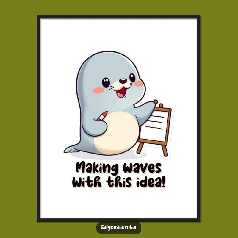 Funny Free Printable Wall Art: Presenting Sea Lion Downloadable Art Gift