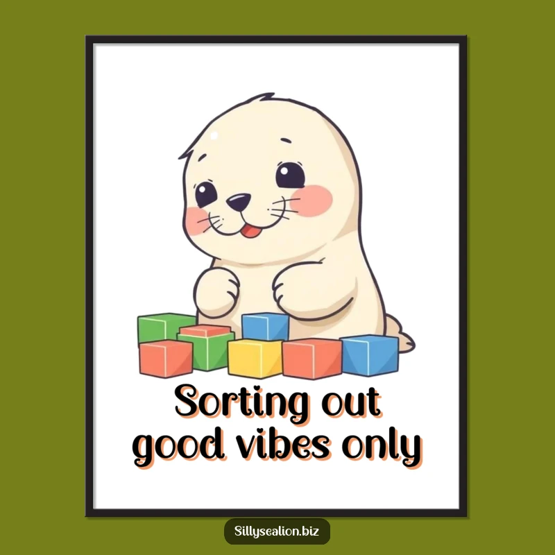 Funny Free Printable Wall Art: Sea Lion Pup Sorting Blocks - Downloadable Quirky Decor!