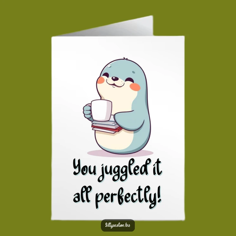 Free Printable Congrats Card: Balancing Sea Lion Funny Downloadable Gift