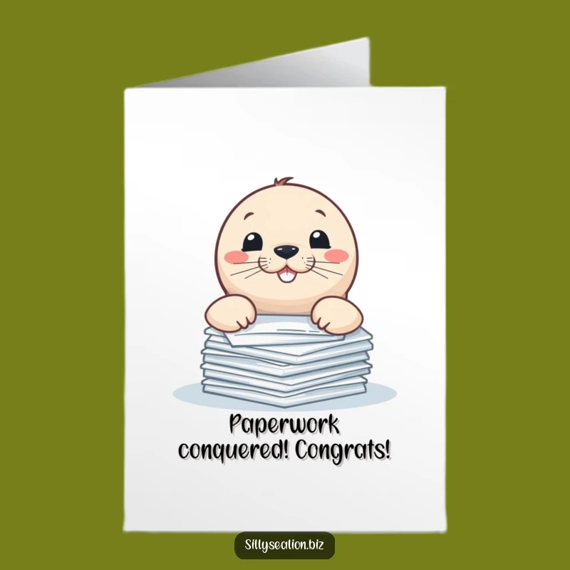 Free Printable Sea Lion Congrats Card: Paper Pup Grin - Humorous Downloadable Success!