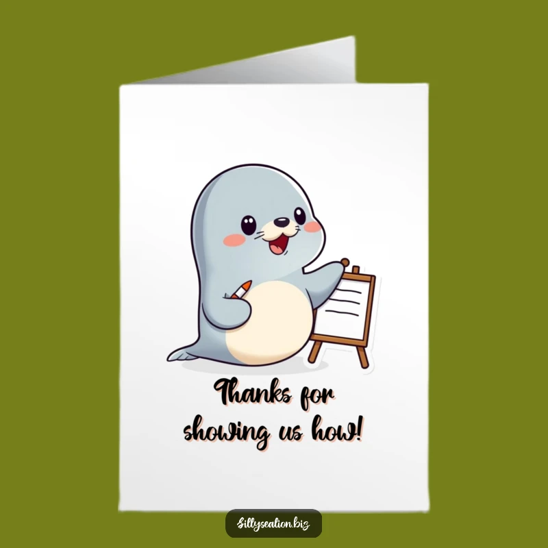 Free Printable Thank You Card: Presenting Sea Lion Funny Downloadable Gift