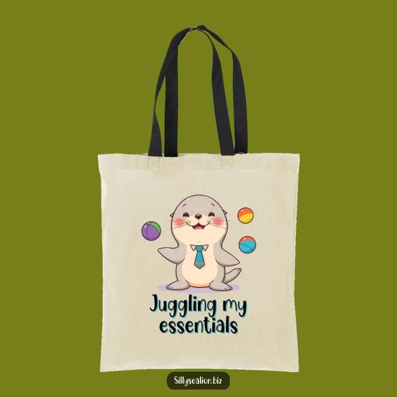 Funny Sea Lion Juggler Tote Bag: Carry Your Essentials with Dapper Pup Flair